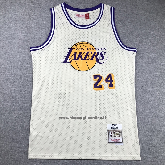 Maglia Los Angeles Lakers Kobe Bryant #24 Mitchell & Ness Chainstitch Crema